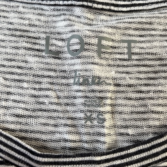 NWT LOFT XS Linen Stripe Short Sleeve Tee Short Top with Pocket - Picture 2 of 13